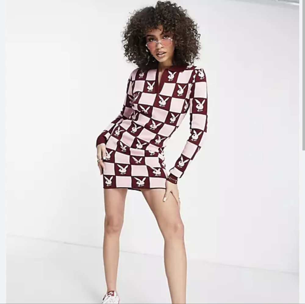 Playboy Misguided checkerboard dress NWT